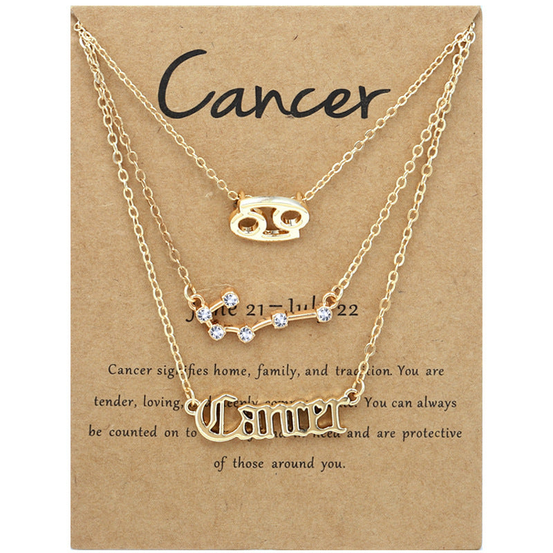 Wholesale Multi-layered Twelve Zodiac Signs Stainless Steel Necklace Set